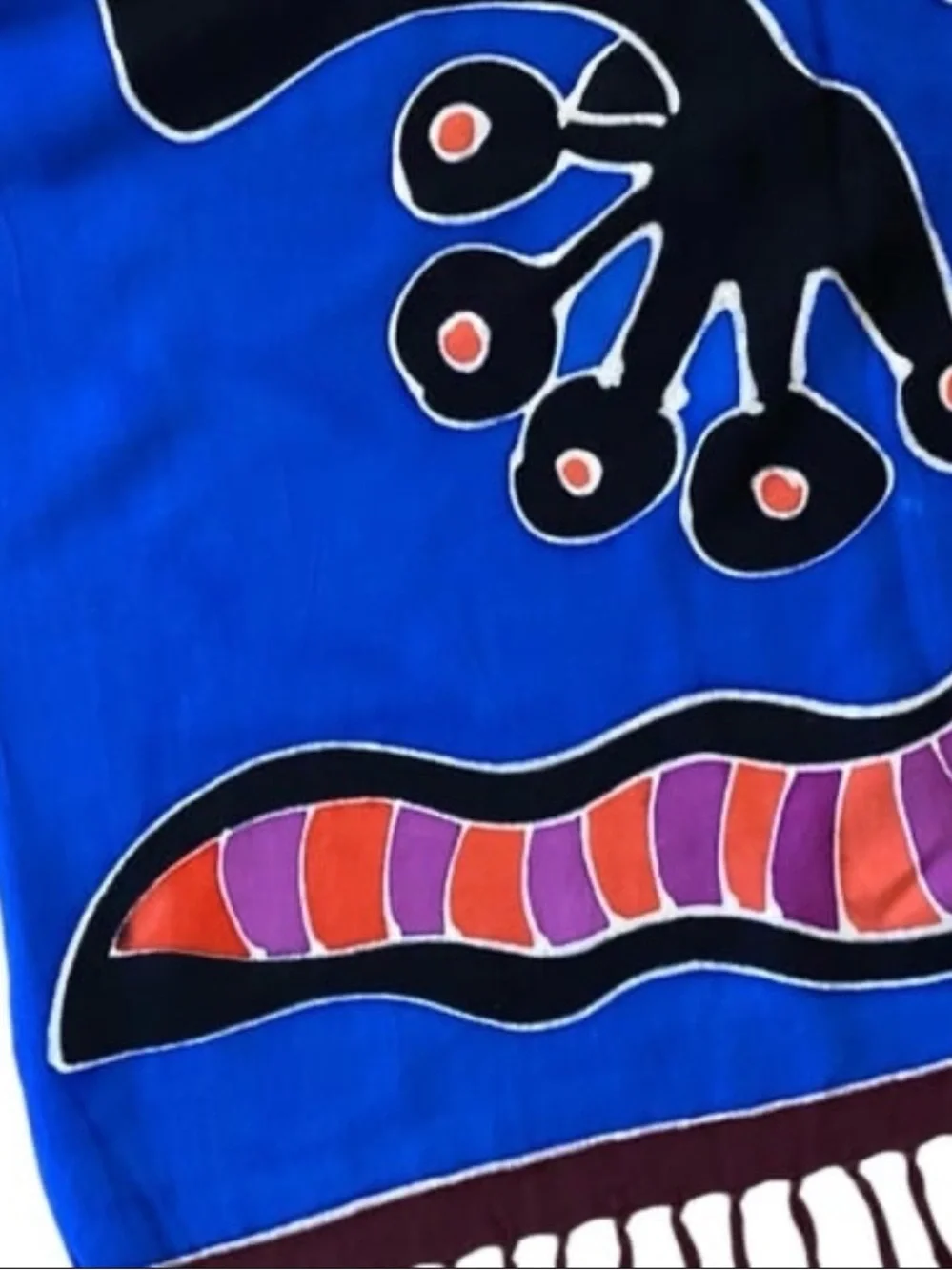 Folk Art Gecko Sarong Beach Wrap Large Colorful Abstract Boho Festival Statement